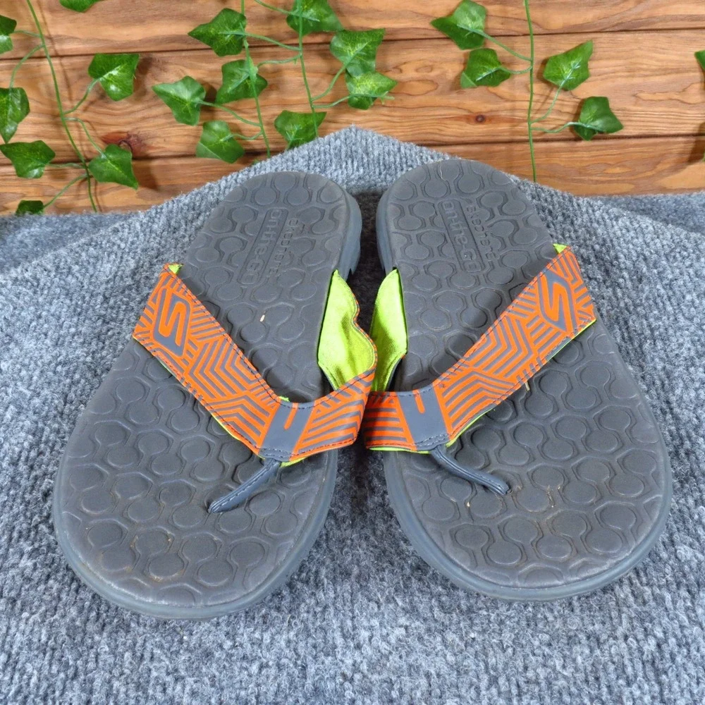 Skechers Performance Go Walk‎ Men Sandal Sz 7 Casual Athletic Gray Orange Fabric